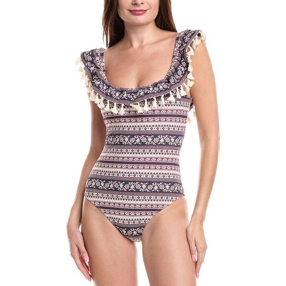 Sea Ny Womens  Suzie Brint Fringed One-Piece, Red - Picture 1 of 3